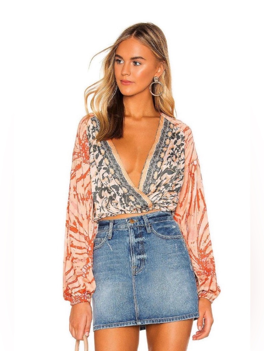 Free People Cruisin Together Surplice animal Top Sz Medium boho NWT NEW